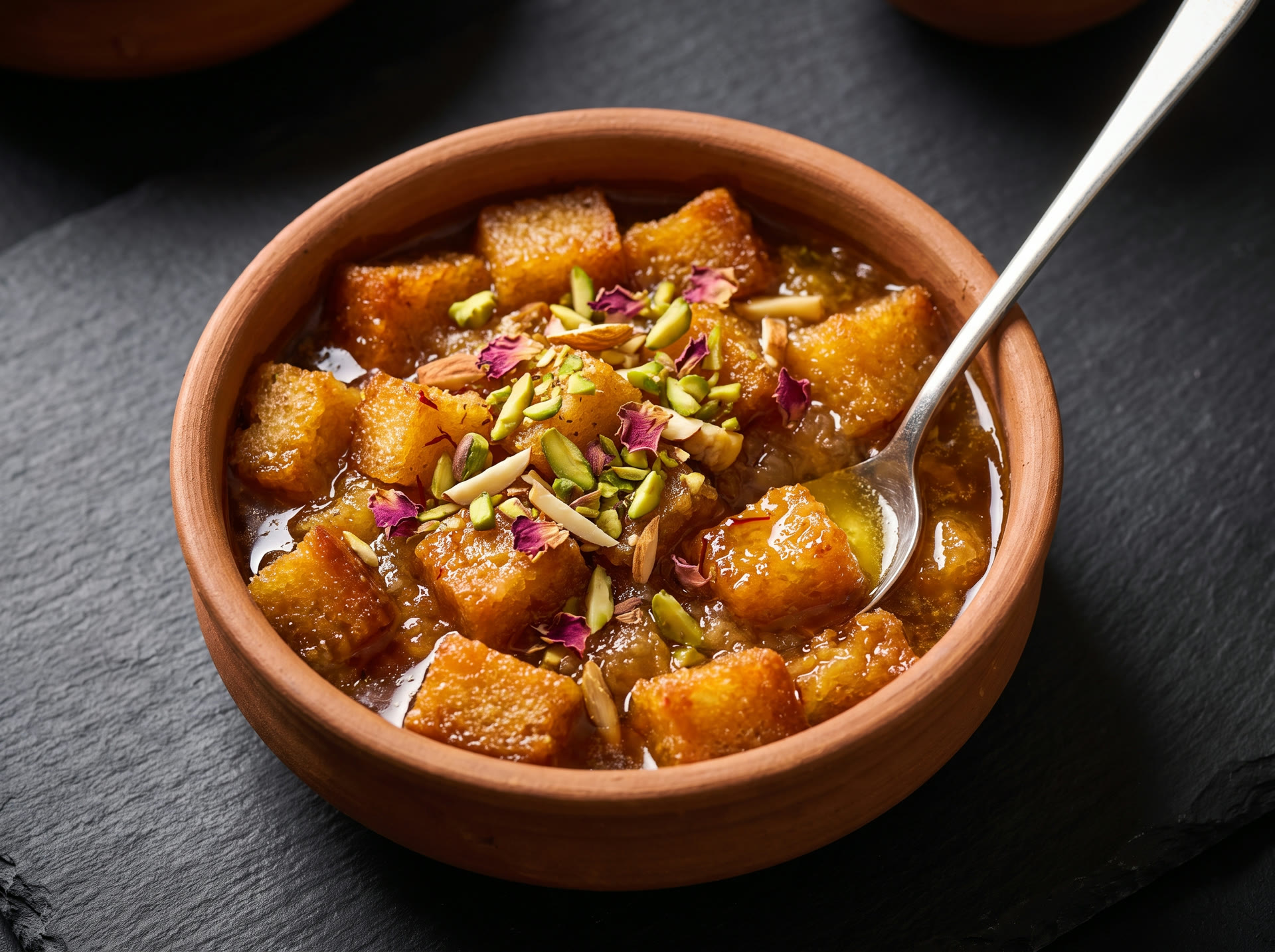 Bread Halwa, golden and royal