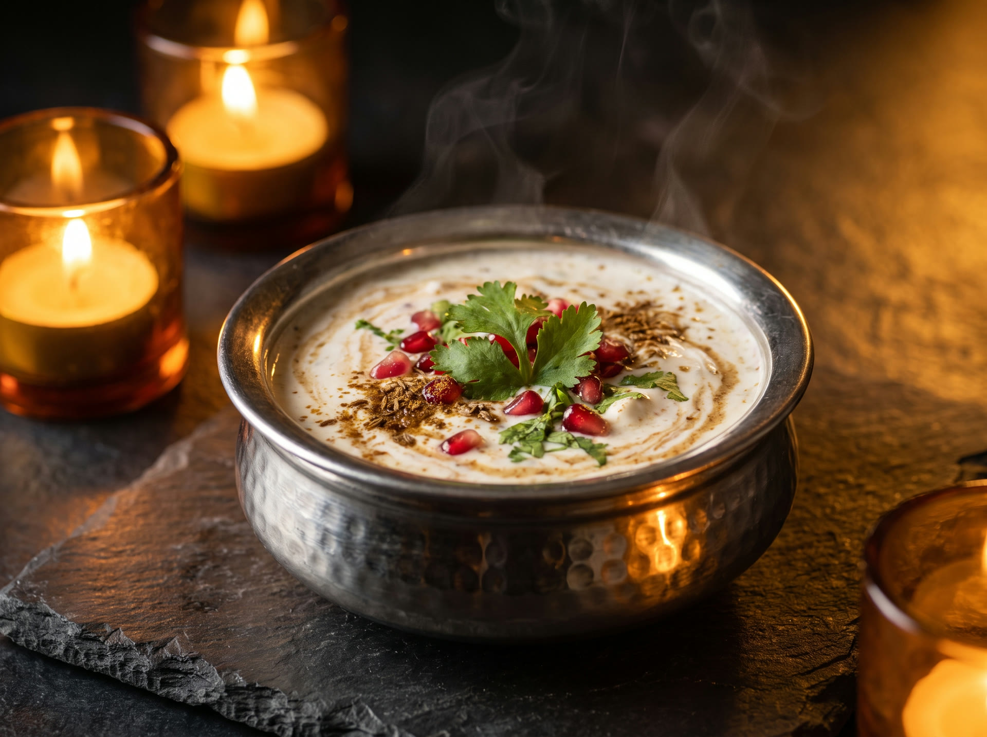 Raita, chilled yogurt with cumin and coriander
